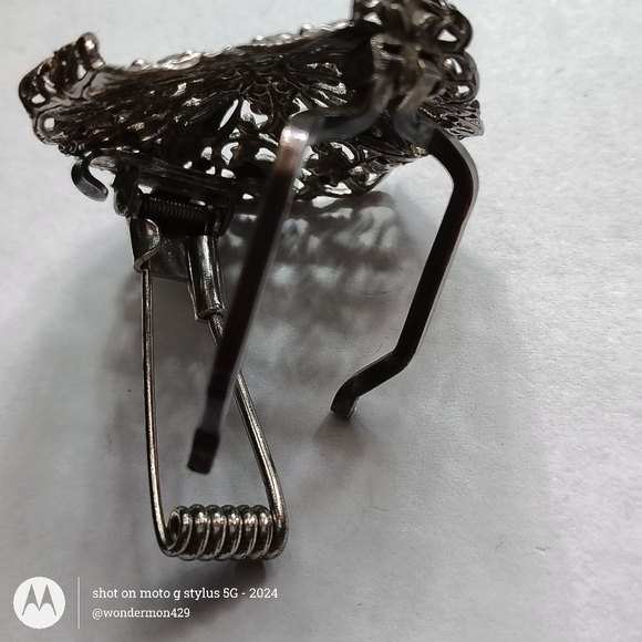 🗼A-F Paris France Brooch Art Nouveau Silver Filigree Clip Vintage - Picture 10 of 10